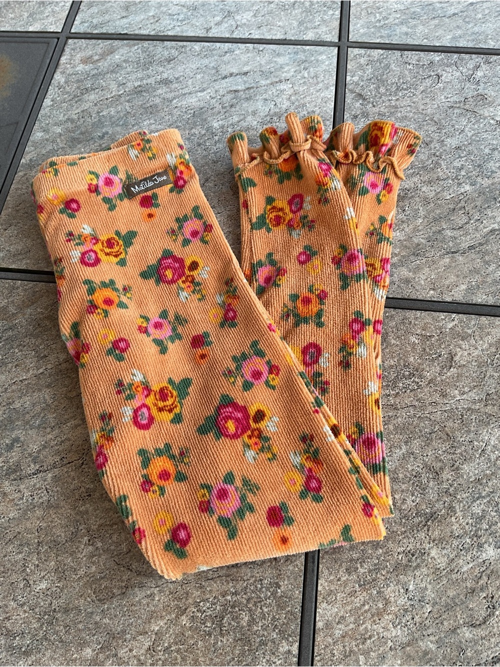 Matilda Jane hayride ribbed gold floral leggings